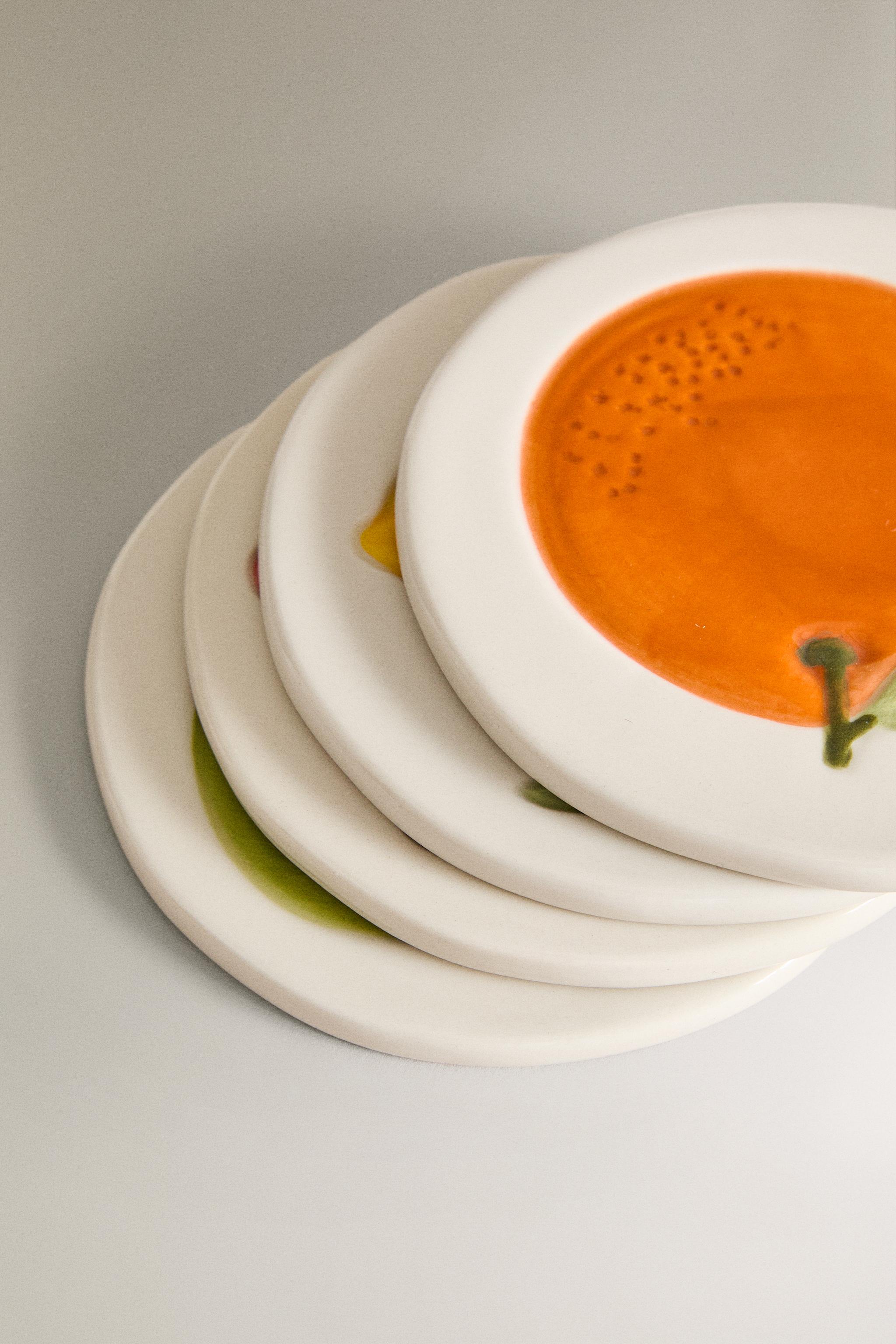 SET OF STONEWARE FRUIT COASTERS (SET OF 4)